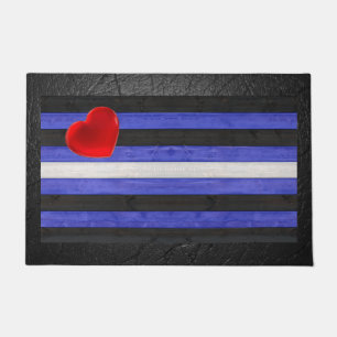 Felpudo bandera de orgullo de cuero de SlipperyJoe's negro