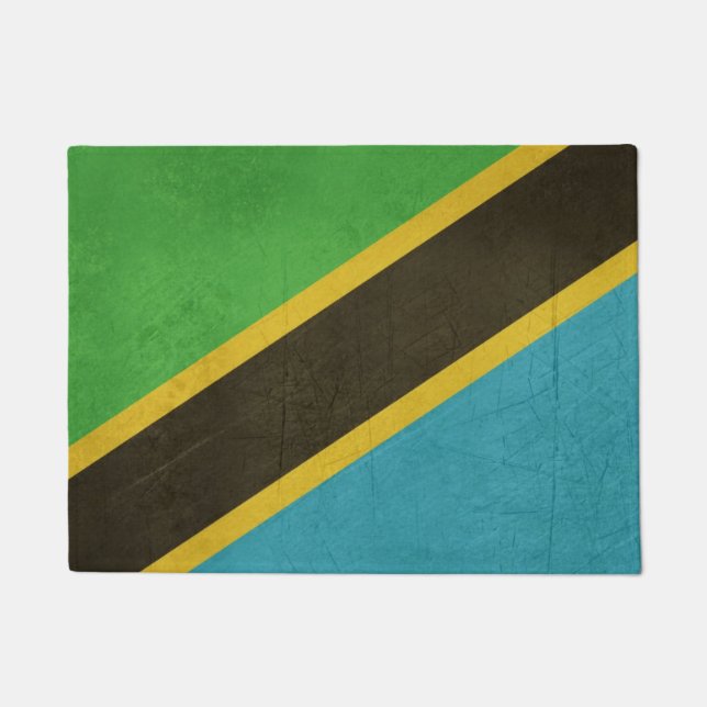 Felpudo Bandera del estado soberano del Grunge de Tanzania (Anverso)