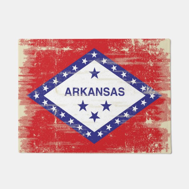 Felpudo Bandera del grunge de Arkansas (Anverso)