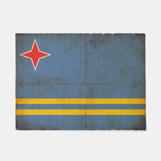 Felpudo Bandera del Grunge de Aruba (Países Bajos) (Anverso)