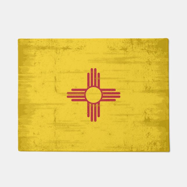 Felpudo Bandera del grunge de New México. Bandera de New (Anverso)