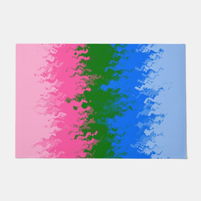 Felpudo Bandera del Orgullo Abstracto Trippy Omniromántico (Anverso)