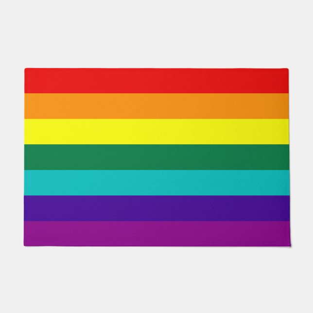 Felpudo Bandera del Orgullo Arcoiris de 7 bandas (Anverso)