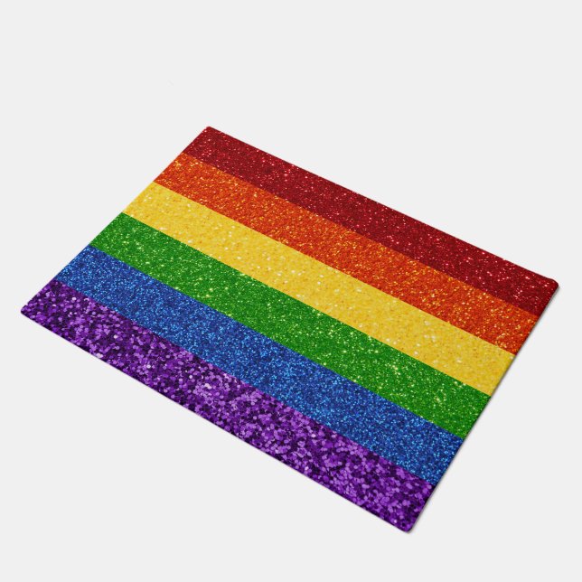 Felpudo Bandera del orgullo gay Purpurina LGBT (Angular)