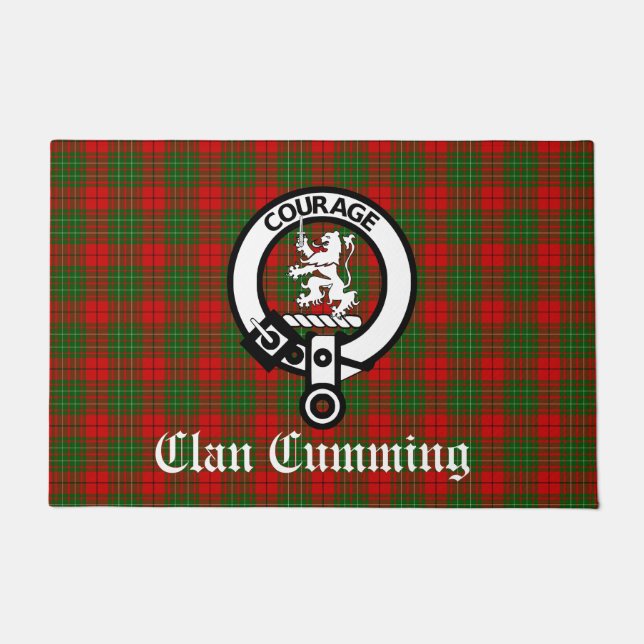 Felpudo Bandera Escudo Clan Cumming y Tartán (Anverso)