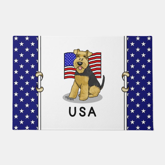 Felpudo Bandera estadounidense de Estados Unidos Perro del (Anverso)