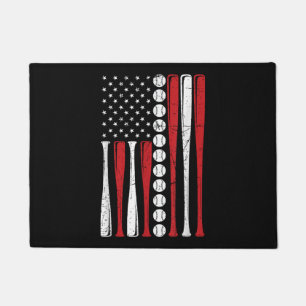 Felpudo Bandera estadounidense vintage de béisbol 4 de jul