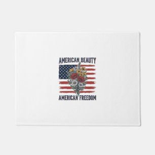 Felpudo Bandera floral de libertad de belleza americana