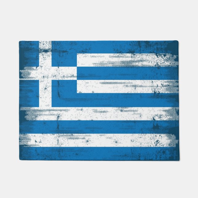 Felpudo Bandera griega del grunge (Anverso)