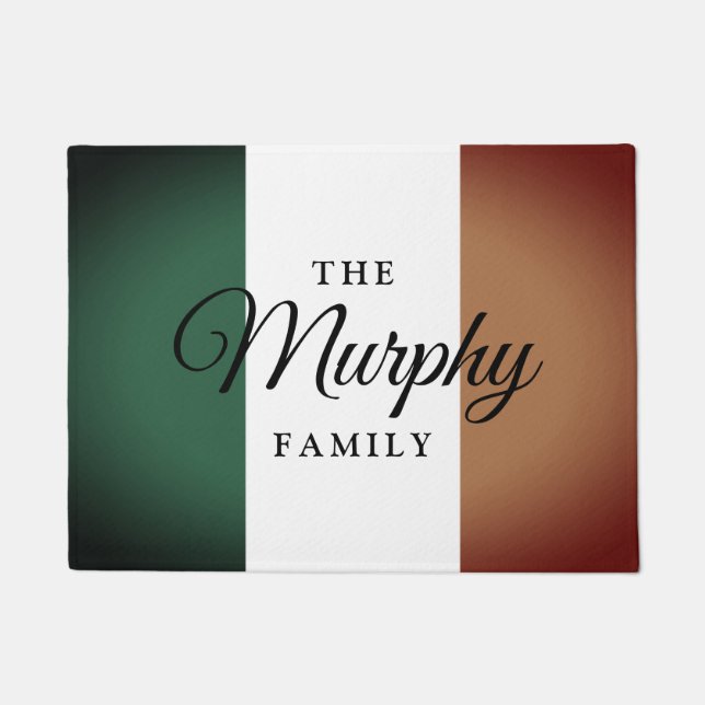 Felpudo Bandera irlandesa antigua y apellido de personaliz (Anverso)