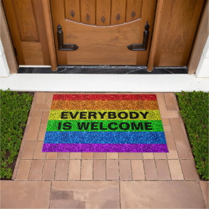 Felpudo Bandera LGBT arcoiris purpurina chispas personalíc