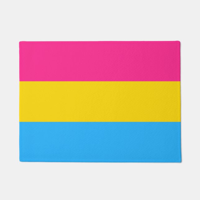 Felpudo Bandera Pansexual y estera de casa de la comunidad (Anverso)