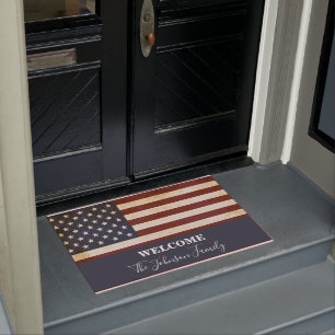 Felpudo Bandera patriótica americana vintage