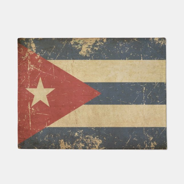Felpudo Bandera plana envejecida cubano (Anverso)