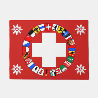 Felpudo Bandera y edelweiss suizos