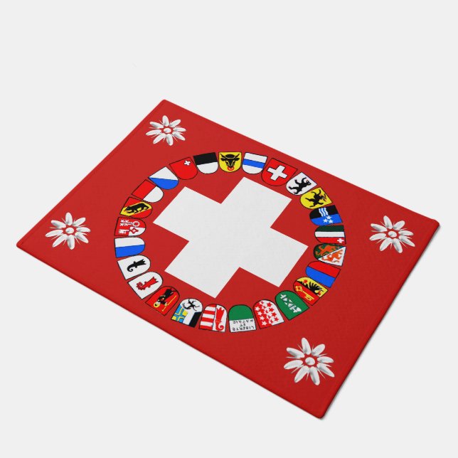Felpudo Bandera y edelweiss suizos (Angular)