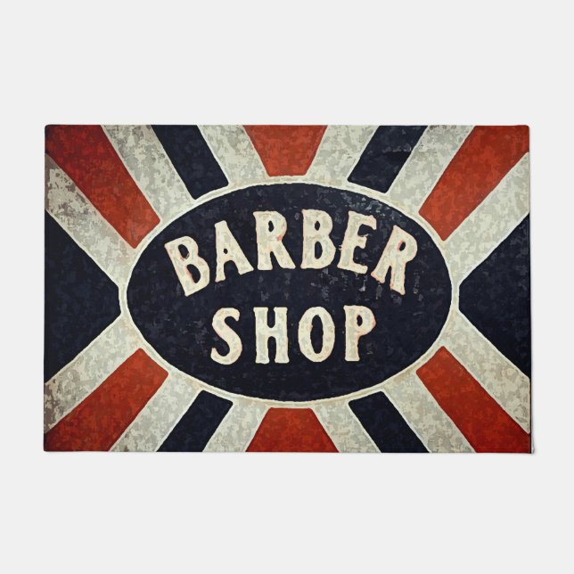 Felpudo Barbershop Rótulo 2 Doormat (Anverso)