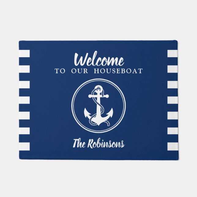 Felpudo Barco De Casa Personalizado Con Anchor Y Rope (Anverso)