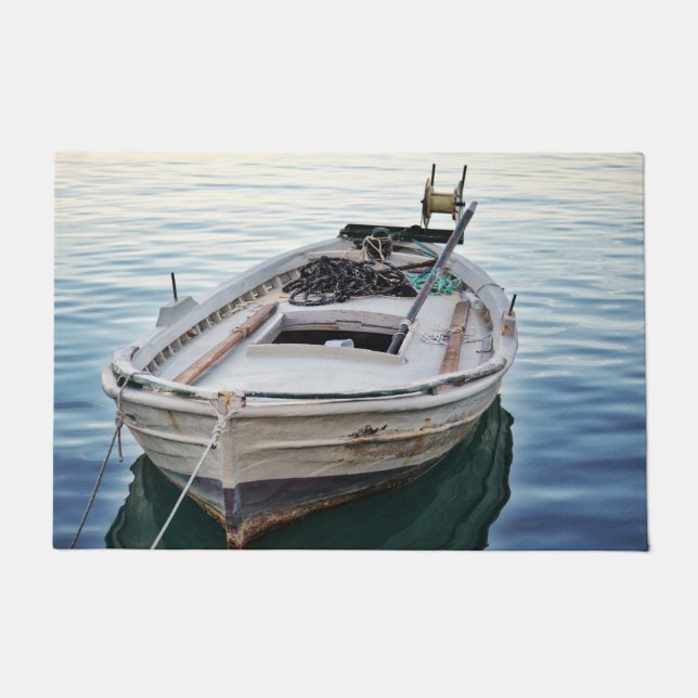 Felpudo barco de pesca agradable de lago de la estera de (Anverso)