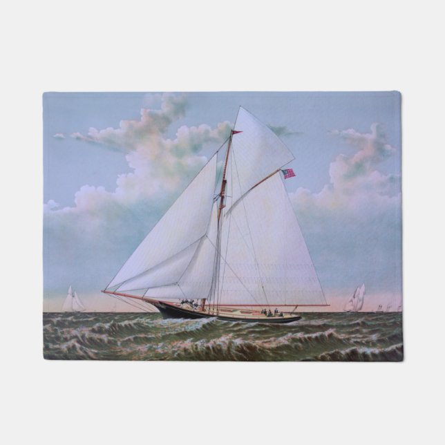 Felpudo Barco de vela antiguo Sloop Yate Barco de vela Océ (Anverso)