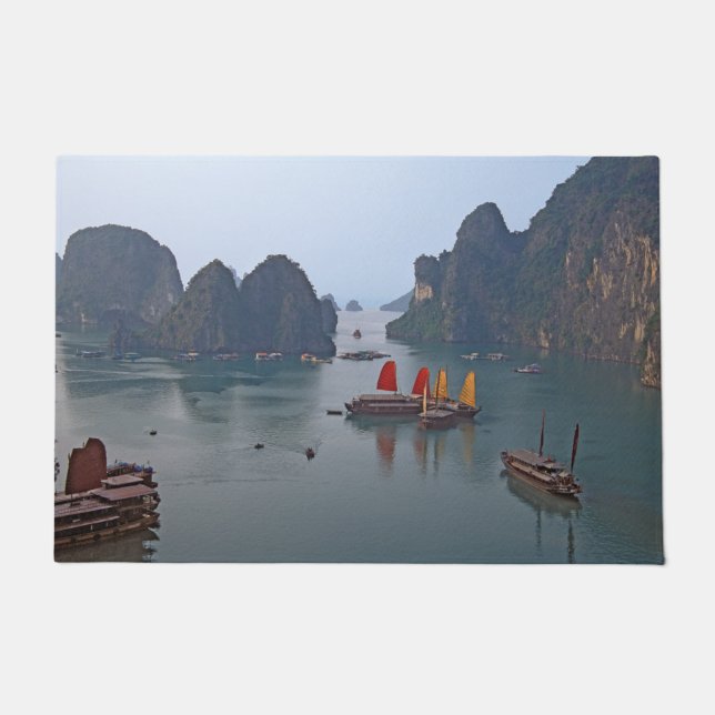 Felpudo Barcos de vela en la bahía de Ha Long - Vietnam, A (Anverso)