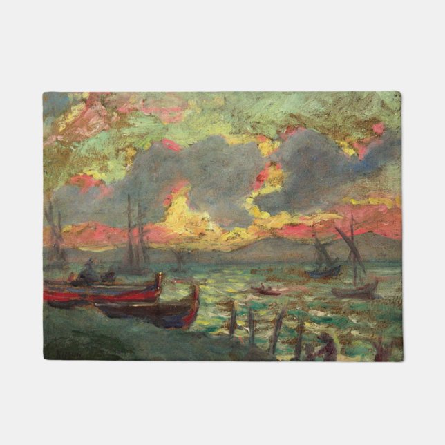 Felpudo Barcos de vela en la costa (por Kimon Loghi) (Anverso)