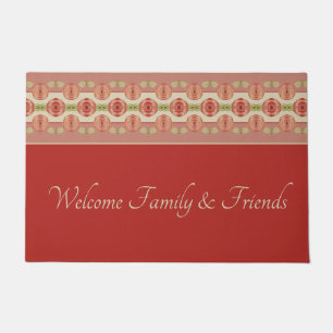 Felpudo Barn Rojo Con Artsy Floral Pattern Mat