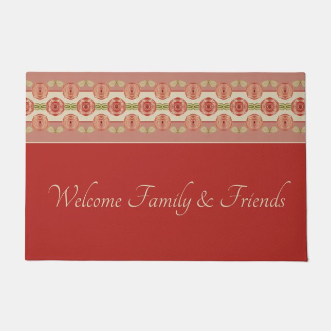 Felpudo Barn Rojo Con Artsy Floral Pattern Mat (Anverso)