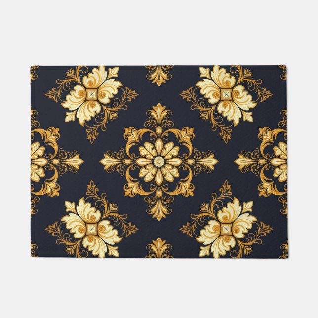 Felpudo "Barockes Ornament-Muster in Gold und Schwarz" Dec (Anverso)
