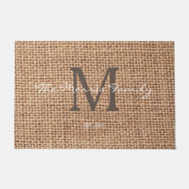 Felpudo Barraca de nombre de familia de texto inicial y de