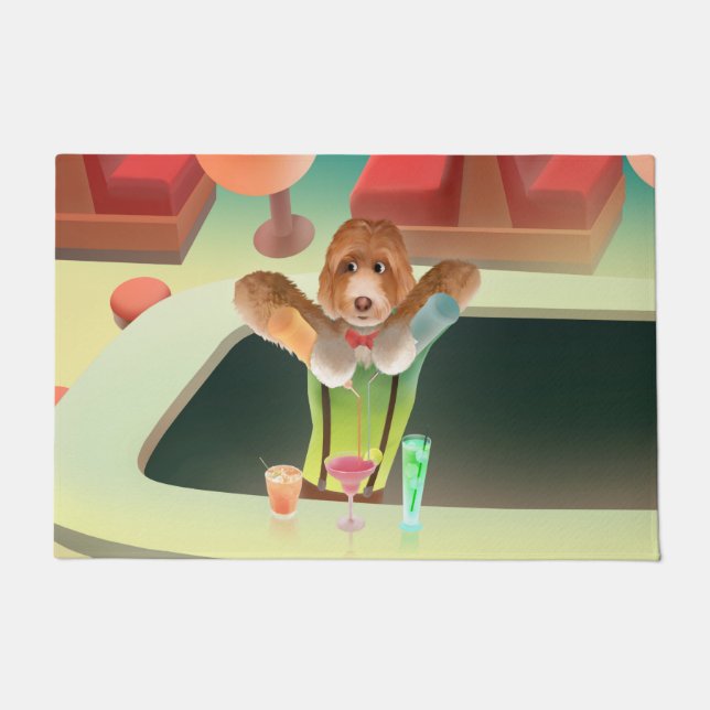 Felpudo Bartending Dog in Retro Bar (Anverso)
