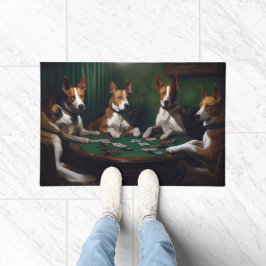 Felpudo Basenji Perros Jugando al Arte de Poker