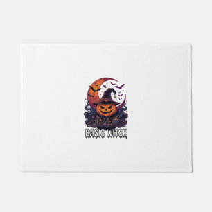 Felpudo Básica Bruja Halloween Calabaza Luna Creciente Cal