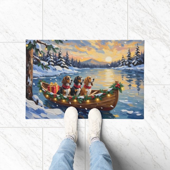 Felpudo Basset Hound Christmas Boat Holiday (Interior)