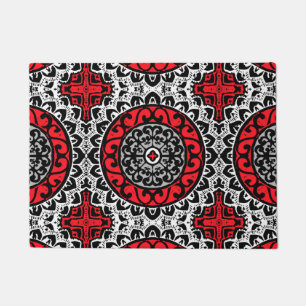 Felpudo Batik, rojo, negro y blanco al sudoeste de la