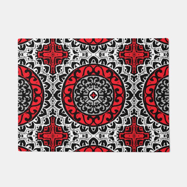 Felpudo Batik, rojo, negro y blanco al sudoeste de la (Anverso)