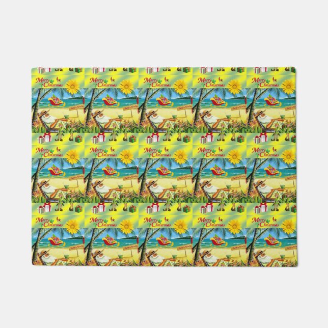 Felpudo Beach Bum Santa Navidades Door Mat (Anverso)