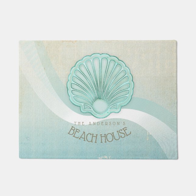 Felpudo Beach House Clam Shell Aqua Blue ID623 (Anverso)