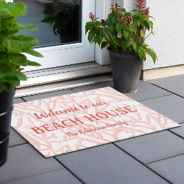 Felpudo Beach House Ocean Coral Branches Coastal