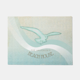 Felpudo Beach House Seagull Aqua Blue ID623