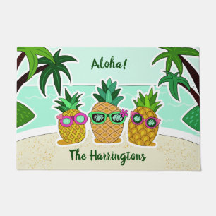 Felpudo Beach Pineapples nombre personalizado y formato de