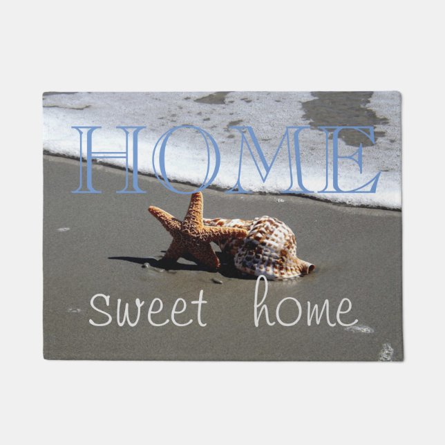 Felpudo Beach, Seastar, Seashell, Hogar Dulce Hogar (Anverso)
