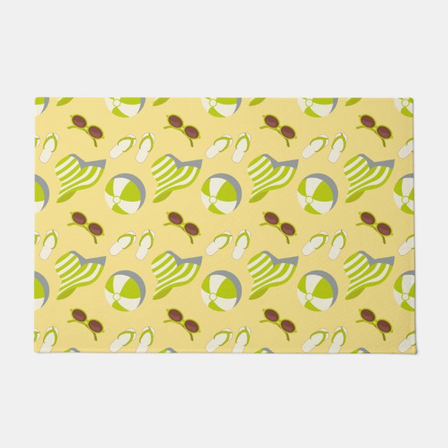 Felpudo Beach vacay pattern with sunglasses and sun hat  (Anverso)