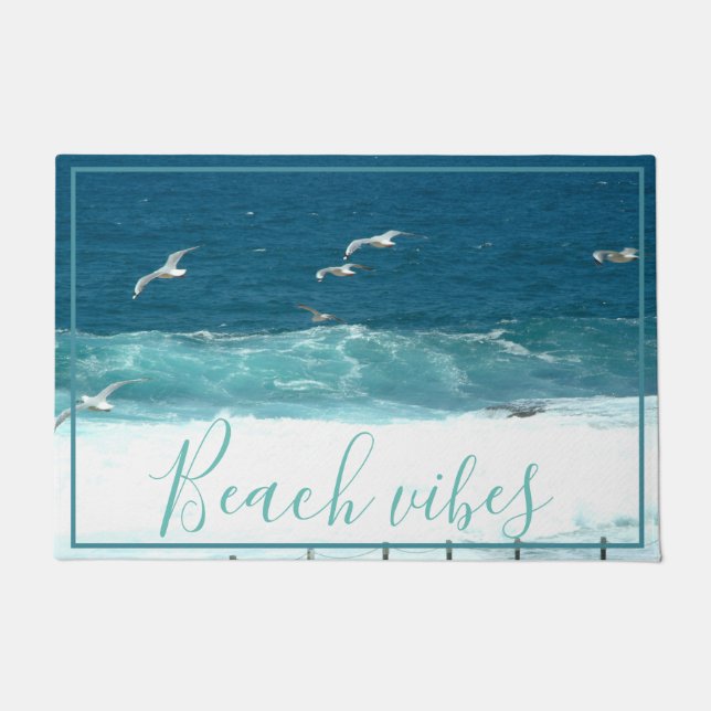 Felpudo Beach Vibes Ocean Waves Door Mat (Anverso)