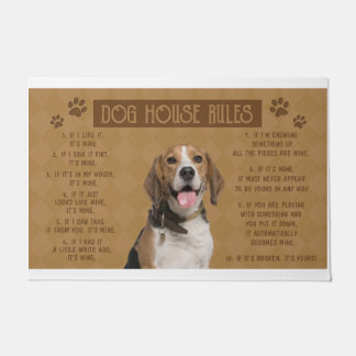 Felpudo Beagle Dog House Rules, Si Se Rompe, Es Tuyo