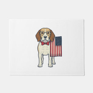 Felpudo Beagle Patriótico con Bandera Arte Vectorial Vinta