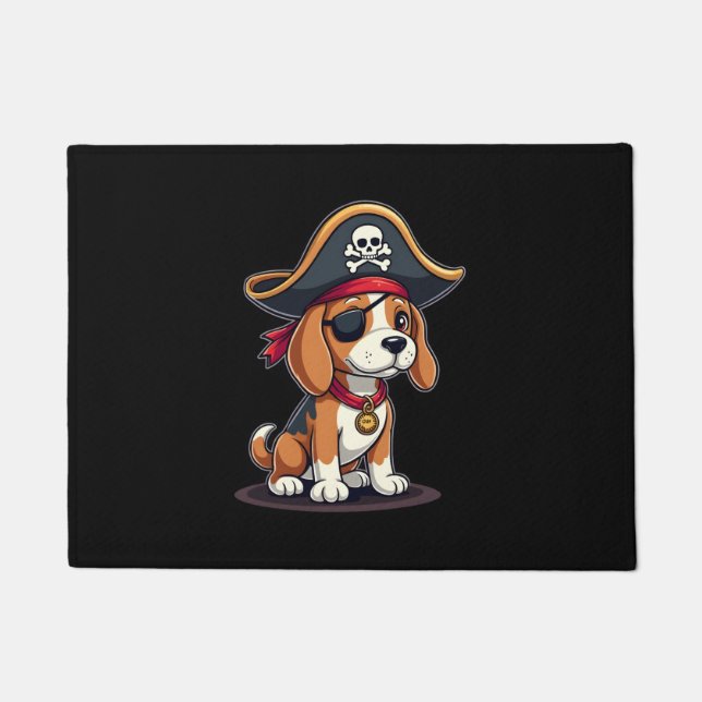 Felpudo Beagle Pirate Costume Jolly Roger Flag Skull Cross (Anverso)