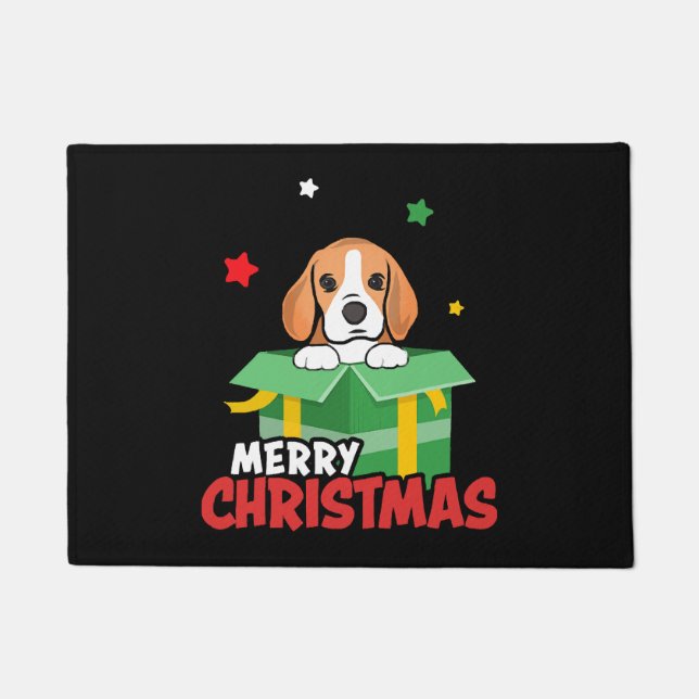 Felpudo Beagle Santa Dog Amantes de Feliz Navidad (Anverso)