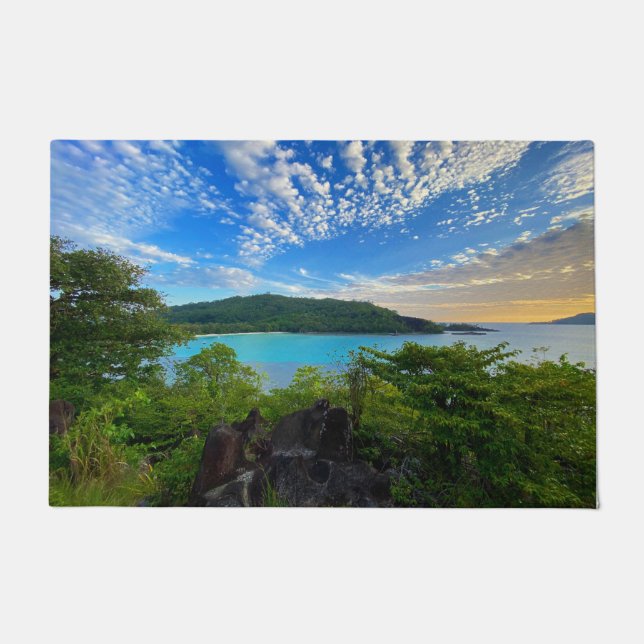 Felpudo Beautiful View Scenic Tropical Seychelles Island (Anverso)