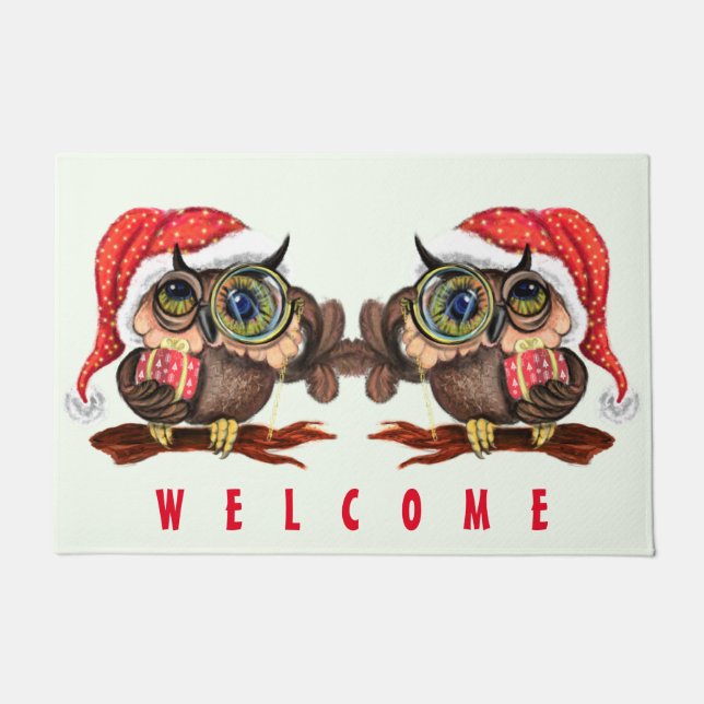 Felpudo Bebés pequeños en Navidades Gorra Doormat Bienveni (Anverso)